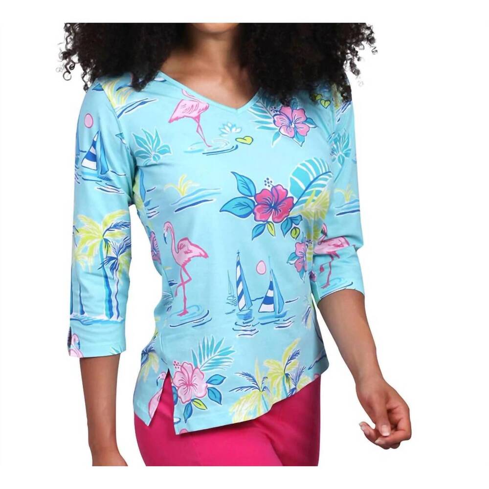 NEW ANA CLARE palm beach isle nicole flamingo top